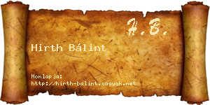 Hirth Bálint névjegykártya
